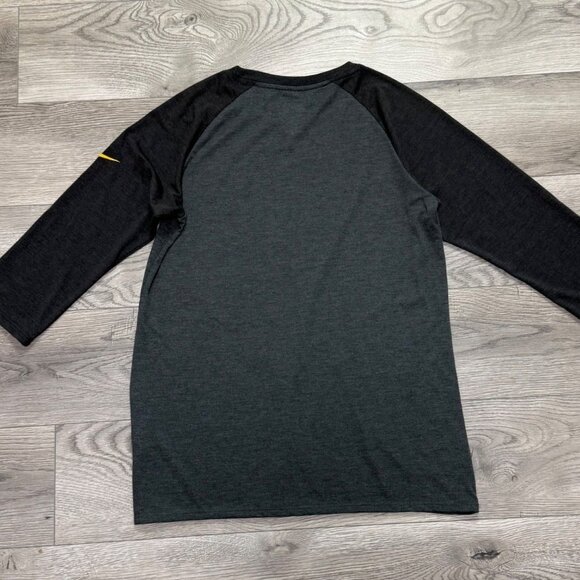 Nike Steelers NFL Team Tee Raglan Sleeve Shirt Size M Mens Black Gray - Picture 9 of 11